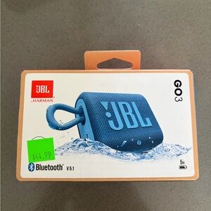 JBL Go 3 Eco Portable Waterproof Bluetooth Speaker - Ocean Blue - 5 hours - NEW